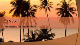  Presentation with tree silhouette - Colorful PPT theme enhanced with trees water - tree silhouettes bay view backdrop and a red colored foreground