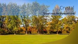  Presentation with neighborhoods - PPT theme featuring trees-with-green-yellow background and a light blue colored foreground