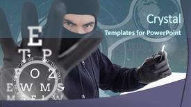  Presentation with hacker - Amazing slide set having trees woods globe - hacker holding a credit card backdrop and a ocean colored foreground