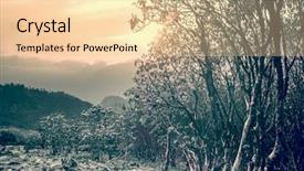  Presentation with everest - Colorful slide set enhanced with romantic flowerbed purple tones - spring misty mountain landscape backdrop and a lemonade colored foreground