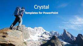  Presentation with mont blanc - PPT theme having trekker looking at mont blanc background and a teal colored foreground