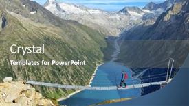  Presentation with glacier - Presentation featuring trekker-on-a-swinging-bridge background and a gray colored foreground