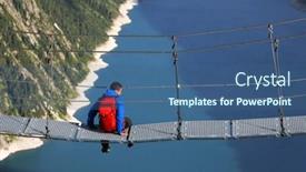  Presentation with glacier - Slide set consisting of trekker-on-a-swinging-bridge background and a ocean colored foreground