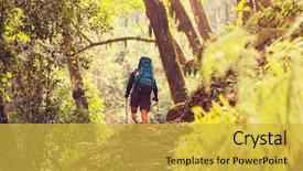  Presentation with trekking - PPT layouts consisting of trekking - hiker in himalayan jungles nepal background and a yellow colored foreground