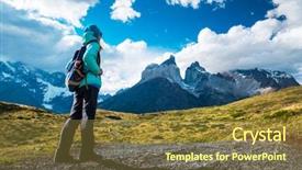  Presentation with trekking - PPT layouts consisting of trekking - hiker on the trail background and a tawny brown colored foreground