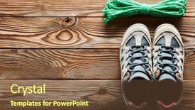  Presentation with trekking - Theme featuring trekking - hiking shoes and climbing rope background and a tawny brown colored foreground