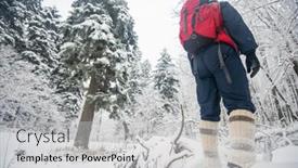  Presentation with snow mountain - Colorful slide set enhanced with trekking adventure into mountain during winter snow backdrop and a light gray colored foreground