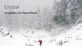  Presentation with winter in the swiss alps - PPT layouts enhanced with trekking-in-harsh-winter-condition background and a light gray colored foreground