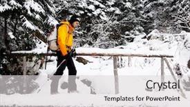  Presentation with trekking - Cool new slides with trekking in harsh winter conditions backdrop and a light gray colored foreground