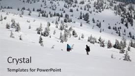  Presentation with snowy mountain tops in alaska - Amazing PPT theme having trekking in snowy winter mountains backdrop and a  colored foreground