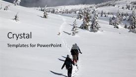  Presentation with snowy mountain tops in alaska - PPT layouts consisting of trekking in snowy winter mountains background and a  colored foreground