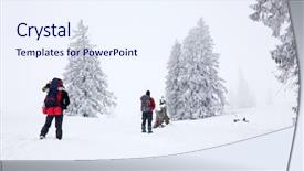  Presentation with snowy mountain tops in alaska - Slide set with trekking in snowy winter mountains background and a  colored foreground