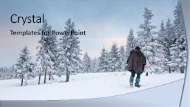  Presentation with snowy mountain tops in alaska - PPT layouts enhanced with trekking in snowy winter mountains background and a  colored foreground