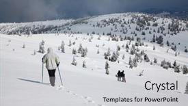  Presentation with snowy mountain tops in alaska - PPT theme with trekking in snowy winter mountains background and a  colored foreground