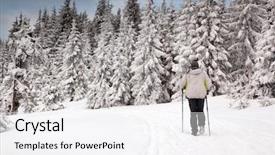  Presentation with snowy mountain tops in alaska - Presentation featuring trekking in snowy winter mountains background and a  colored foreground