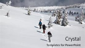  Presentation with snowy mountain tops in alaska - Cool new presentation design with trekking in snowy winter mountains backdrop and a  colored foreground