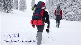  Presentation with trekking - Presentation featuring trekking in snowy winter mountains background and a  colored foreground