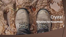  Presentation with trekking - Audience pleasing PPT layouts consisting of trekking shoes in a mud backdrop and a violet colored foreground