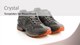  Presentation with sneakers - Slide deck featuring trekking-sneakers-with-red-sole background and a light gray colored foreground