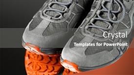  Presentation with sneakers - Cool new theme with trekking-sneakers-with-red-sole backdrop and a gray colored foreground