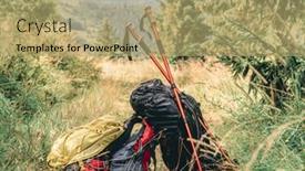  Presentation with trekking - PPT theme enhanced with trekking-sticks-and-backpacks background and a coral colored foreground