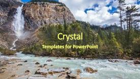  Presentation with falls - Presentation theme consisting of tremendous falls takakkaw formed by thawing of glacier daly autumn day in yoho national park in the rocky mountains of canada background and a tawny brown colored foreground