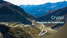  Presentation with nobody - Amazing PPT theme having tremola-road-on-the-gotthard backdrop and a ocean colored foreground
