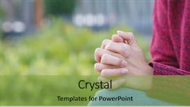  Presentation with cross - Presentation theme enhanced with tremor - nervous woman with cross finger background and a yellow colored foreground