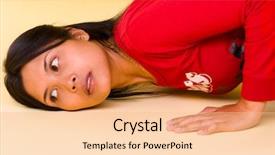  Presentation with sound - Beautiful PPT theme featuring tremor - woman carefully listening backdrop and a  colored foreground