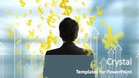  Presentation with financial - Cool new slide set with background banking - businessman with financial symbols coming backdrop and a seafoam green colored foreground