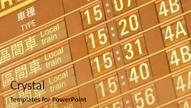  Presentation with departure - PPT layouts enhanced with it is a departure timetable of train in taiwan background and a gold colored foreground