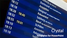  Presentation with airport boarding board - Theme featuring schedule board of a railway background and a navy blue colored foreground