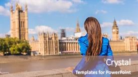  Presentation with westminster - Audience pleasing slides consisting of trench coat - london westminster europe city travel backdrop and a coral colored foreground