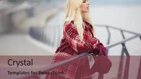  Presentation with beauty beautiful autumn in japanese - Slides with trench coat - portrait close up of young background and a  colored foreground