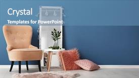  Presentation with room interior design - Presentation design with trend - elegant room interior with comfortable background and a teal colored foreground