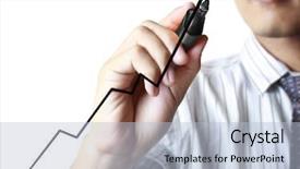  Presentation with grab hand - Cool new theme with trend chart - male hand drawing a graph backdrop and a  colored foreground