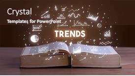  Presentation with business book - Theme enhanced with trends-inscription-coming-out background and a tawny brown colored foreground