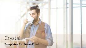  Presentation with relaxation - Theme consisting of trendy-adult-man-with-beard background and a coral colored foreground