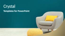  Presentation with spruce - Amazing PPT theme having trendy armchair near shaded spruce backdrop and a ocean colored foreground