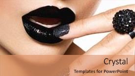  Presentation with black art - Beautiful PPT theme featuring trendy black caviar manicure backdrop and a coral colored foreground