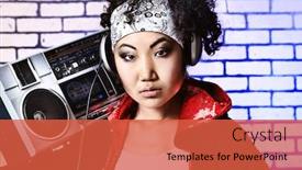  Presentation with brick - Beautiful slide deck featuring trendy girl teenager posing together against a brick wall backdrop and a red colored foreground