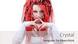  Presentation with dancing - Presentation theme featuring trendy-girl-with-red-dreadlocks background and a lemonade colored foreground