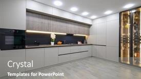  Presentation with kitchen furniture - Slides consisting of trendy-grey-modern-kitchen-interior background and a gray colored foreground