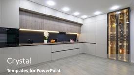  Presentation with minimalistic - Slides featuring trendy-grey-modern-kitchen-interior background and a gray colored foreground