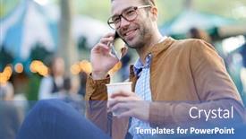  Presentation with park - Cool new slides with trendy-guy-at-bryant-park backdrop and a ocean colored foreground