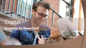  Presentation with walk - Colorful PPT theme enhanced with couple enjoying walk in greenwich backdrop and a coral colored foreground