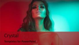  Presentation with design fashion - Beautiful presentation theme featuring trendy make-up neon art backdrop and a crimson colored foreground