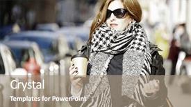  Presentation with city street - Audience pleasing PPT theme consisting of trendy purse city life backdrop and a coral colored foreground