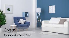  Presentation with modern color - Colorful presentation design enhanced with trendy room interior with modern backdrop and a light gray colored foreground