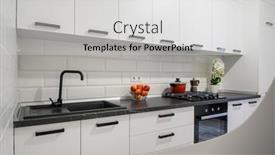  Presentation with minimalistic - Slide deck enhanced with trendy-snow-white-modern-kitchen background and a light gray colored foreground